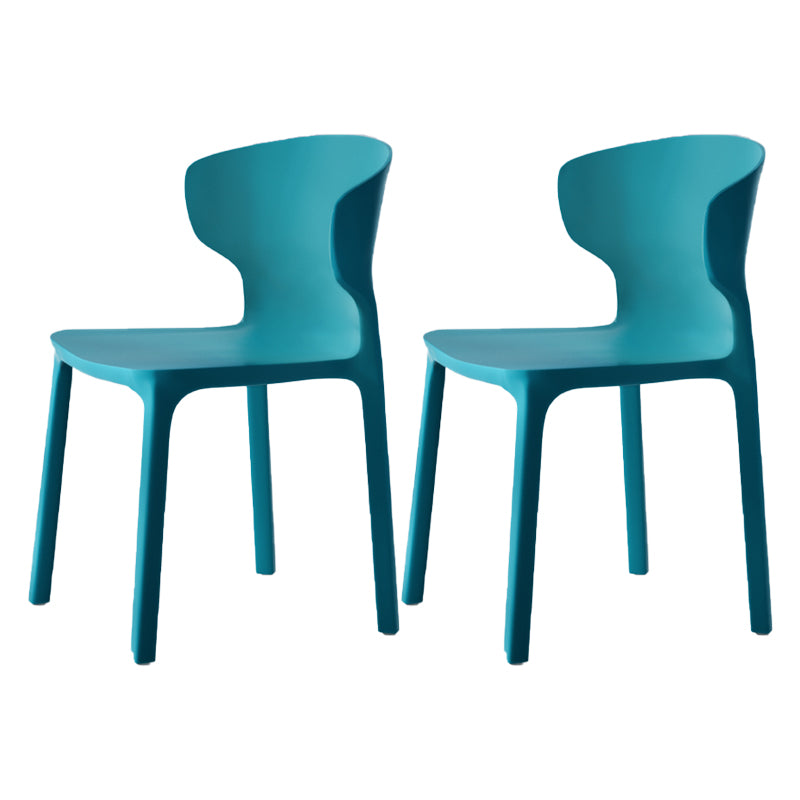 Sillas de comedor de plástico estilo escandinavo sin brazos Sillas con respaldo (juego de 4)