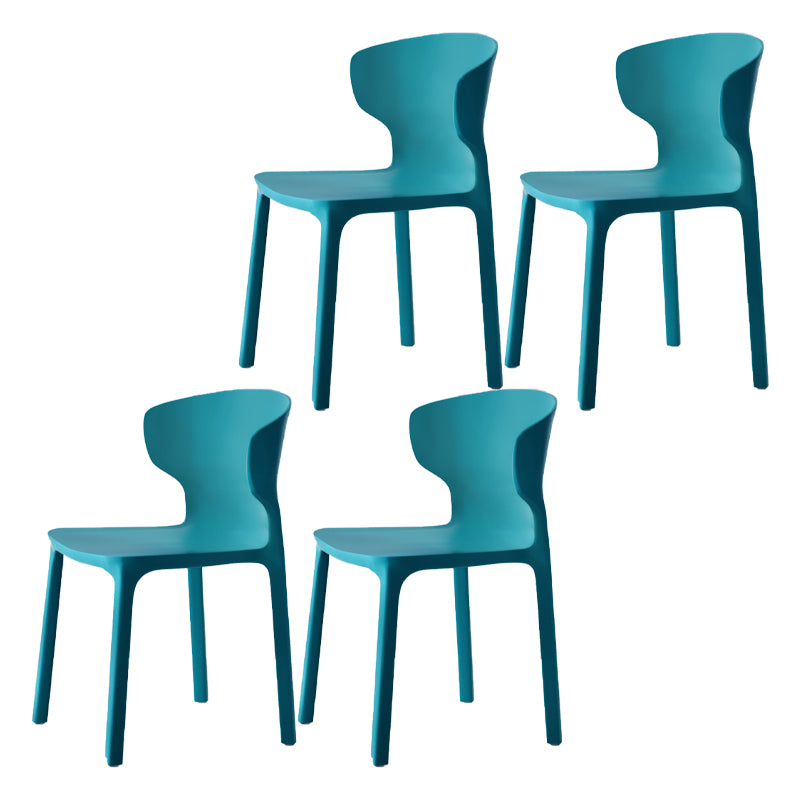 Sillas de comedor de plástico estilo escandinavo sin brazos Sillas con respaldo (juego de 4)