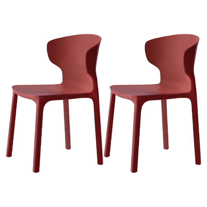 Sillas de comedor de plástico estilo escandinavo sin brazos Sillas con respaldo (juego de 4)