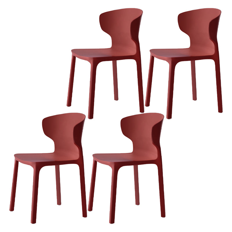 Sillas de comedor de plástico estilo escandinavo sin brazos Sillas con respaldo (juego de 4)