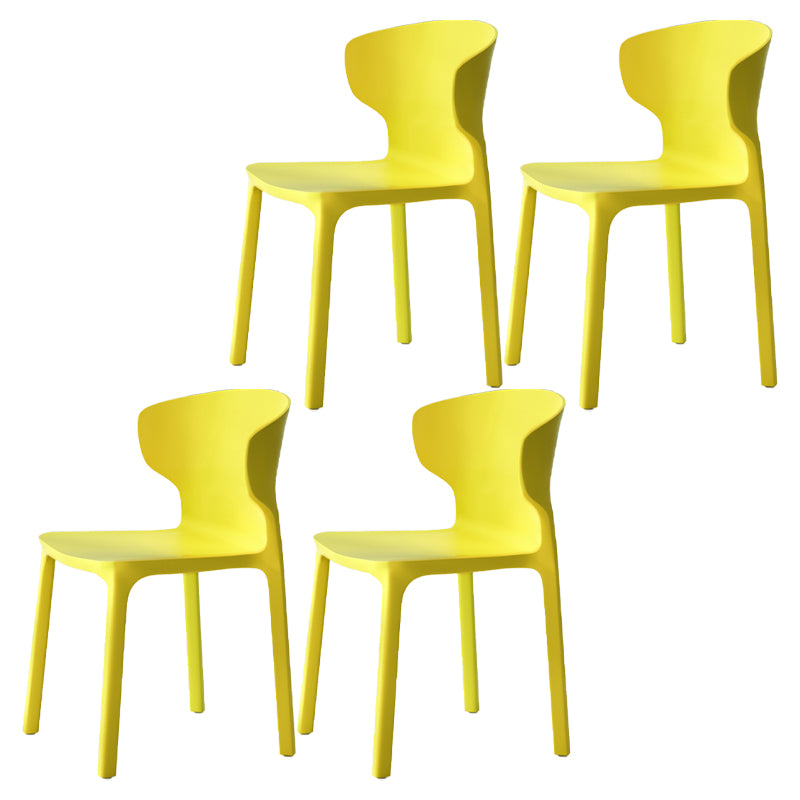 Sillas de comedor de plástico estilo escandinavo sin brazos Sillas con respaldo (juego de 4)