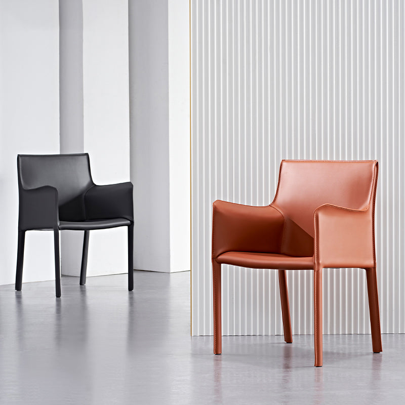Silla de comedor de metal contemporáneo Comedor Silla individual con respaldo sólido y brazo