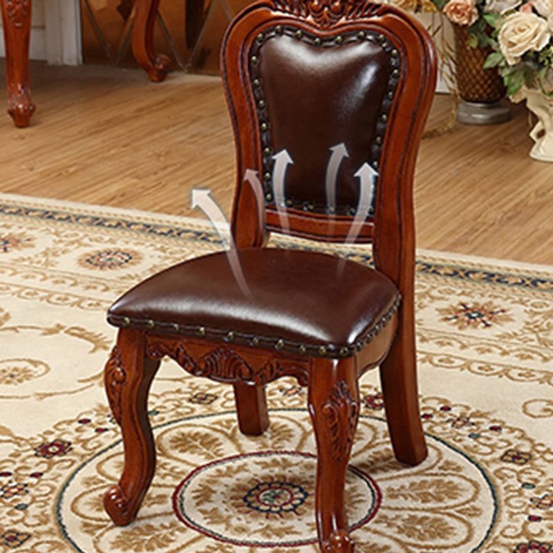 Silla de comedor de estilo tradicional, sillas laterales sin brazos de cocina con patas de madera