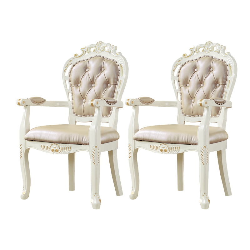 Fauteuil de salle à manger victorien Fauteuils rembourrés avec pieds en bois (Ensemble de 2)