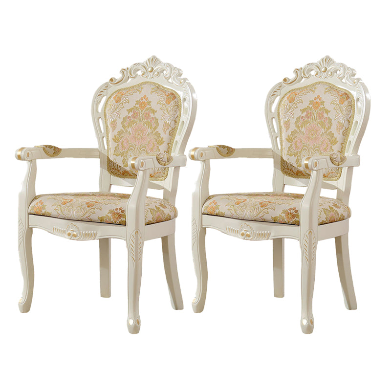 Fauteuil de salle à manger victorien Fauteuils rembourrés avec pieds en bois (Ensemble de 2)