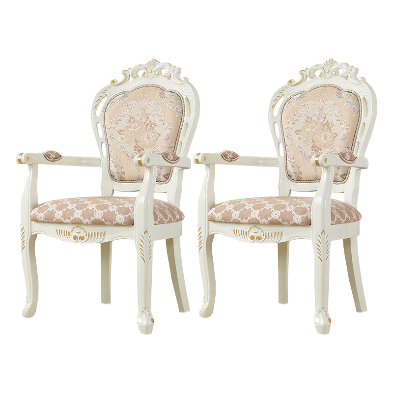 Fauteuil de salle à manger victorien Fauteuils rembourrés avec pieds en bois (Ensemble de 2)