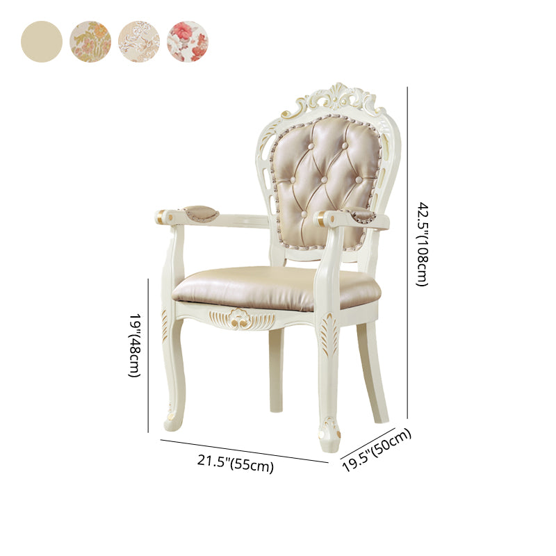 Sillón de comedor victoriano, sillones tapizados con patas de madera (juego de 2)