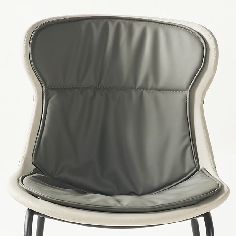 Industrial Style Leather Dining Side Chairs Solid Back Armless Side Chair