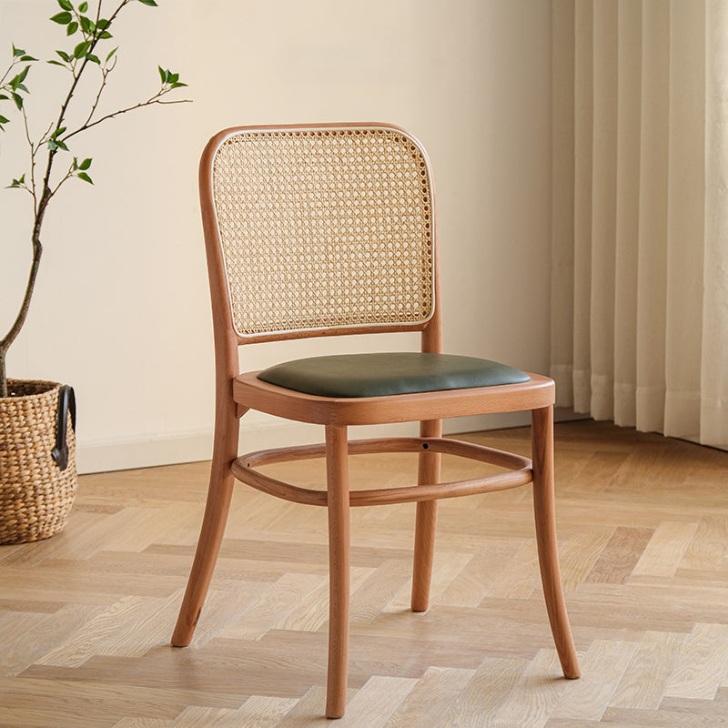 Silla de comedor de estilo tradicional, silla lateral sin brazos de cocina con patas de madera