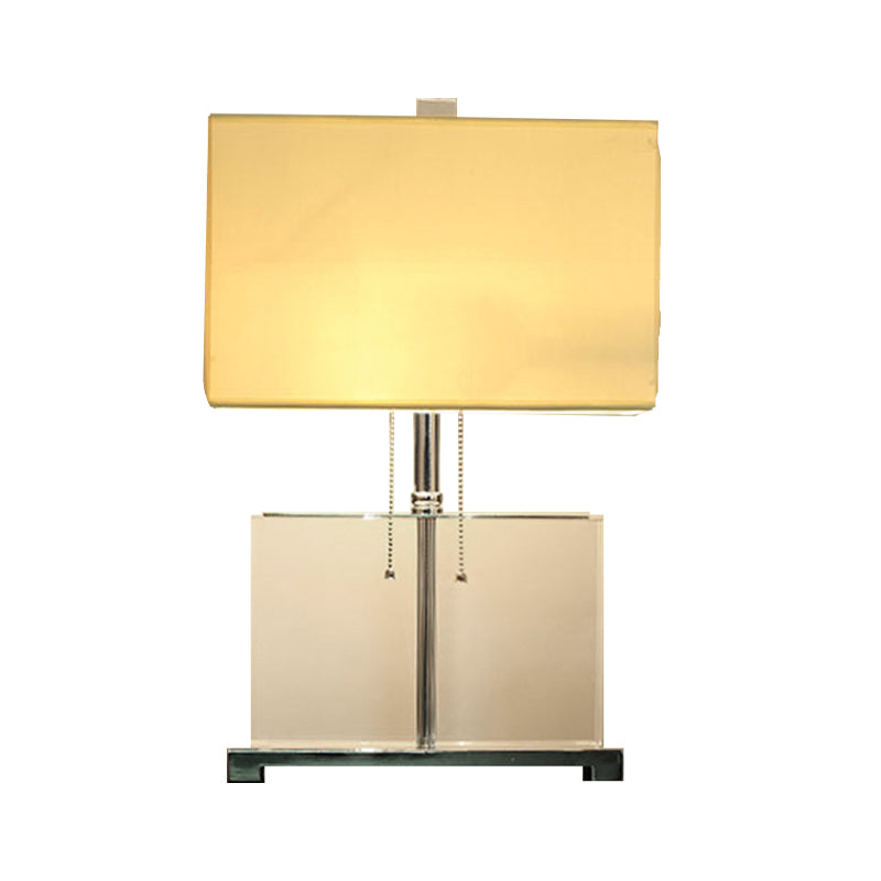Lécher de bureau ombré Tissu moderne 2 ampoules de 10,5 "/ 13" de large lampe à table blanche avec chaîne de traction