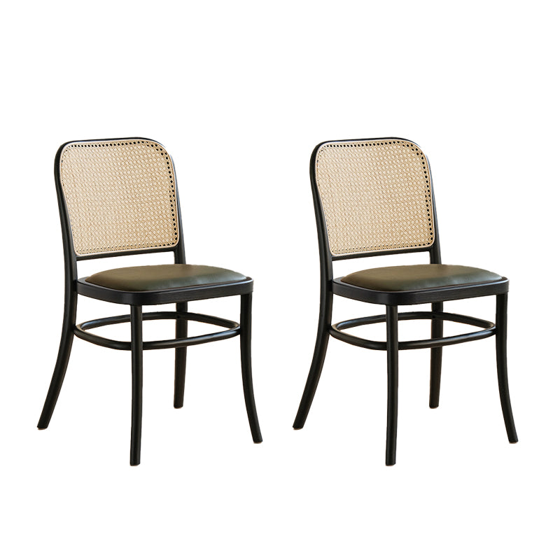 Silla de comedor de estilo tradicional, silla lateral sin brazos de cocina con patas de madera