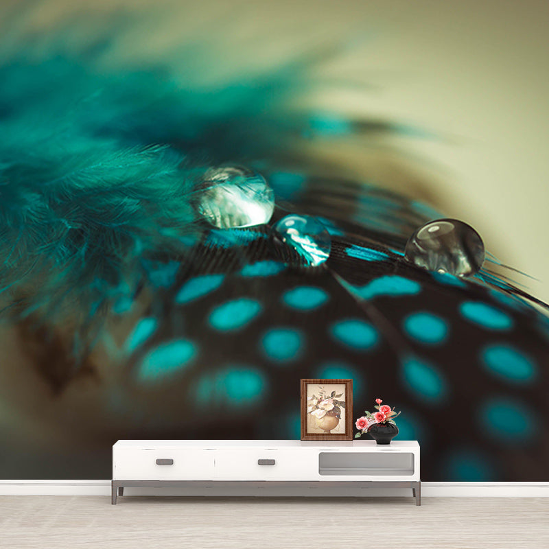 Light Color Feather Wall Mural Modern Style Mildew Resistant for Dining Room