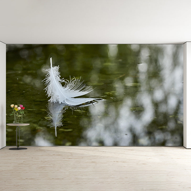 Light Color Feather Wall Mural Modern Style Mildew Resistant for Dining Room