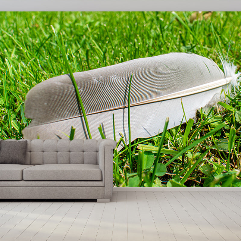 Beautiful Feather Wall Mural Modern Style Mildew Resistant for Bedroom