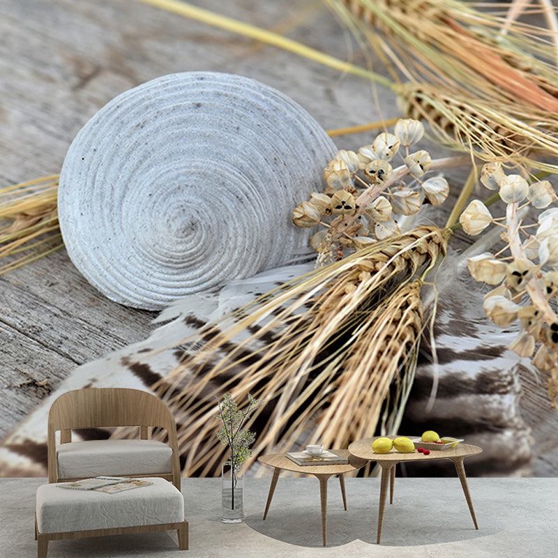 Light Bird Feather Wall Mural Modern Style Mildew Resistant for Decoration