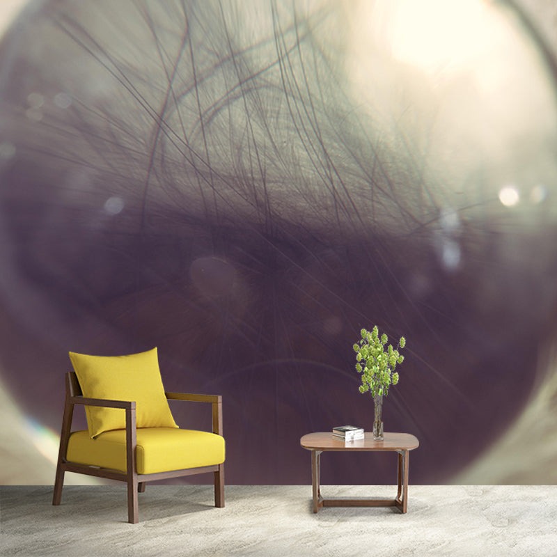 Light Bird Feather Wall Mural Modern Style Mildew Resistant for Decoration