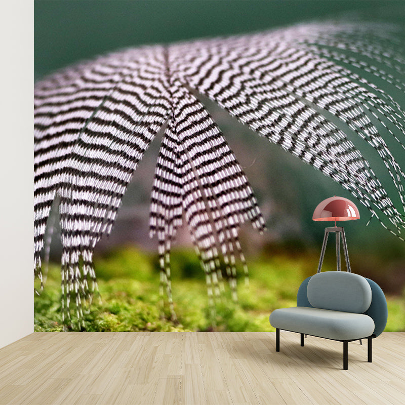Light Bird Feather Wall Mural Modern Style Mildew Resistant for Decoration
