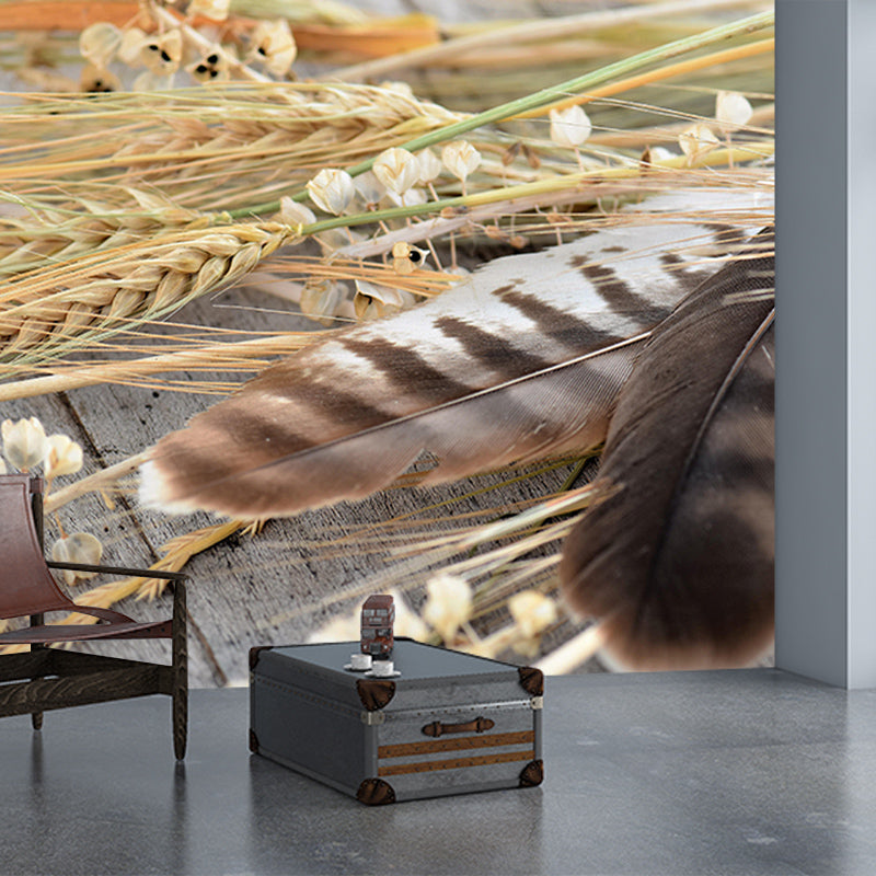 Feather Wall Mural Modern Style Mildew Resistant for Home Decor