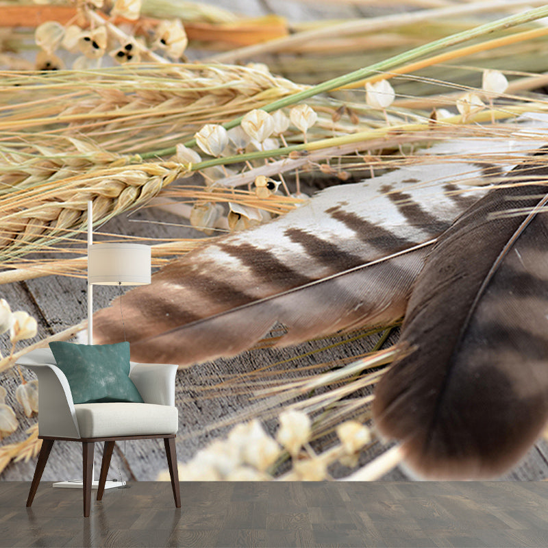 Feather Wall Mural Modern Style Mildew Resistant for Home Decor