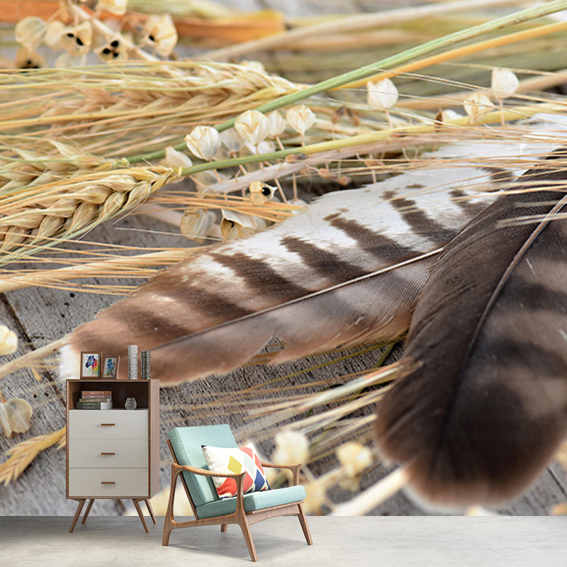 Feather Wall Mural Modern Style Mildew Resistant for Home Decor