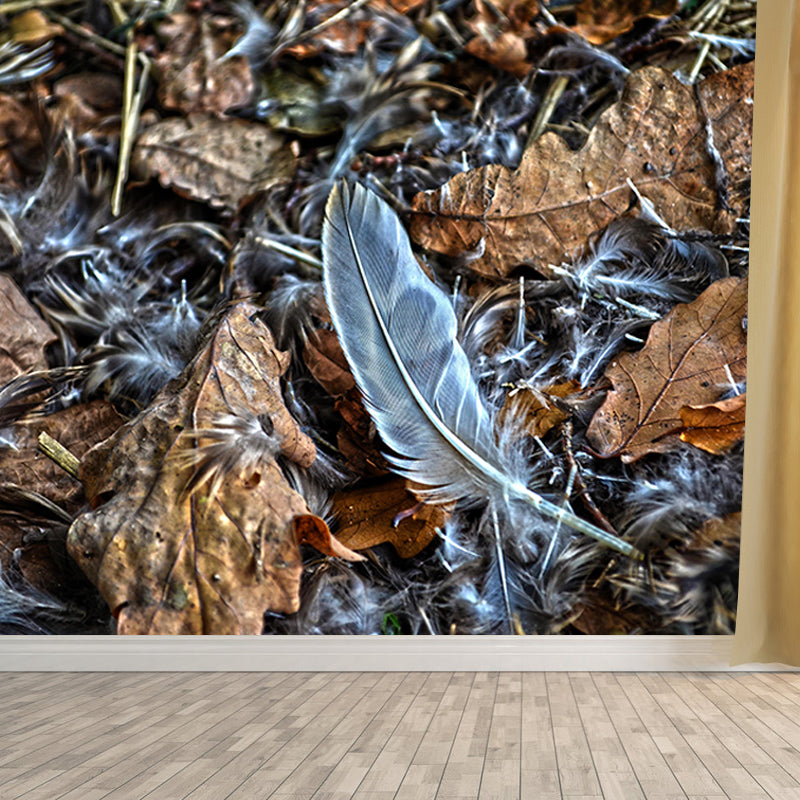 Light Bird Feather Wall Mural Modern Style Mildew Resistant for Wall Decor