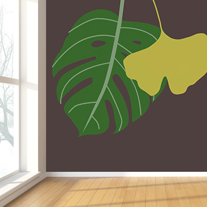 Tropical Plants Mural Tropical Style Mildew Resistant for Meeting Room