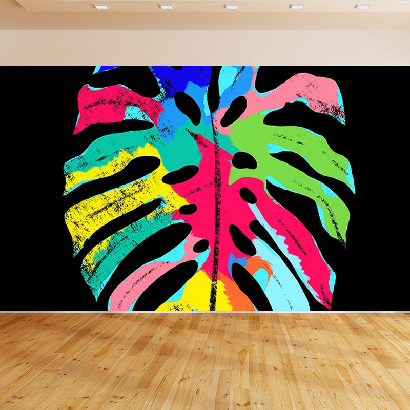 Colorful Tropical Plants Mural Tropical Style Mildew Resistant for Reading Room