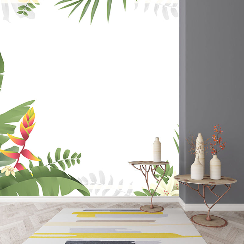 Tropical Plants Wall Mural Tropical Style Mildew Resistant for Sleeping Room