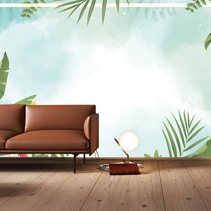 Customized Tropical Plants Mural Tropical Style Mildew Resistant for Dining Room