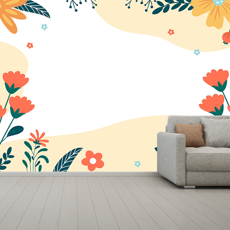 Customized Tropical Plants Mural Tropical Style Mildew Resistant for Dining Room