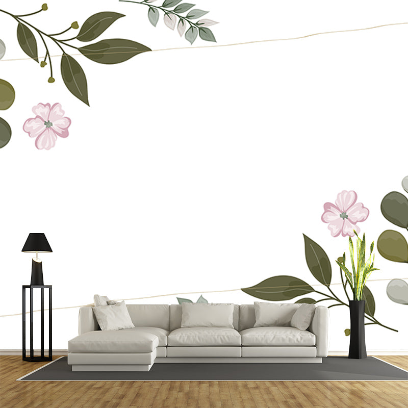 Tropical Plants Wall Mural Tropical Style Mildew Resistant for Bathroom