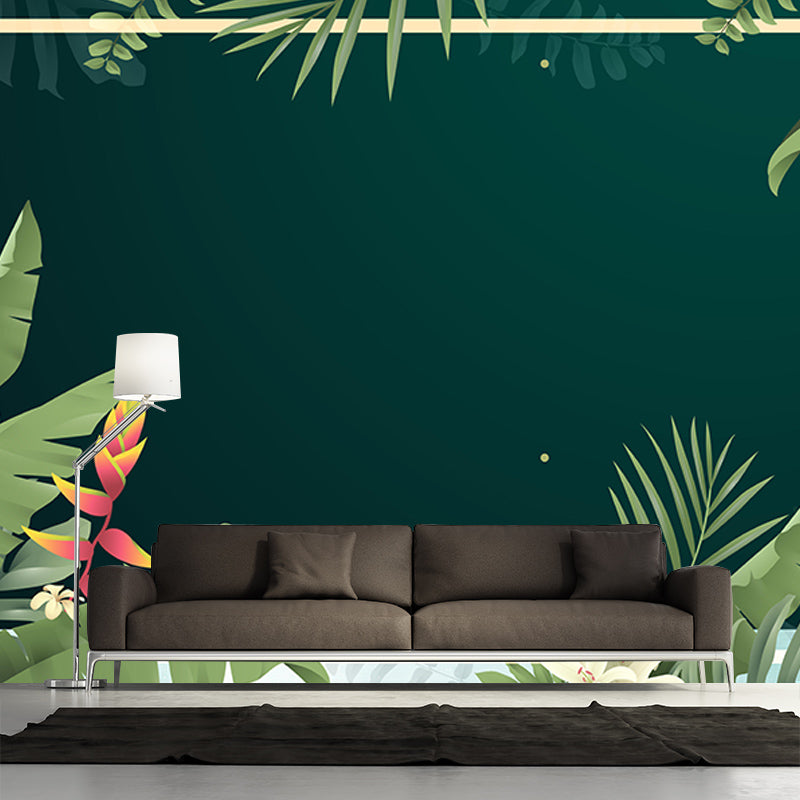 Plants Wall Mural Tropical Style Mildew Resistant for Home Decor