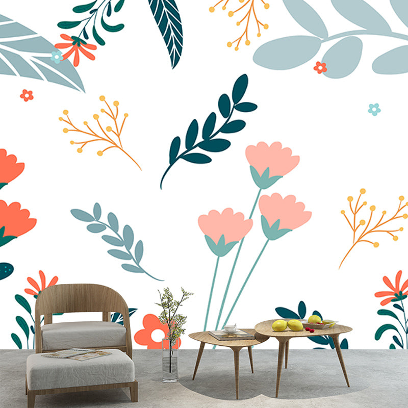 Tropical Plants Wall Mural Tropical Style Mildew Resistant for Wall Decor