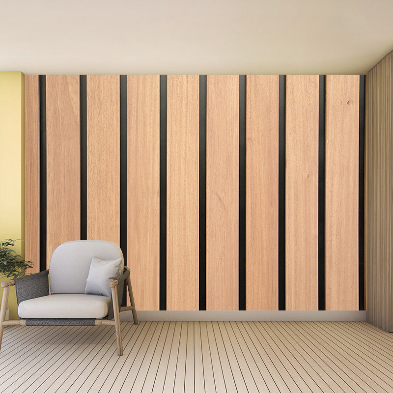 Industrial Wood Texture Wall Mural Mildew Resistant for Sleeping Room