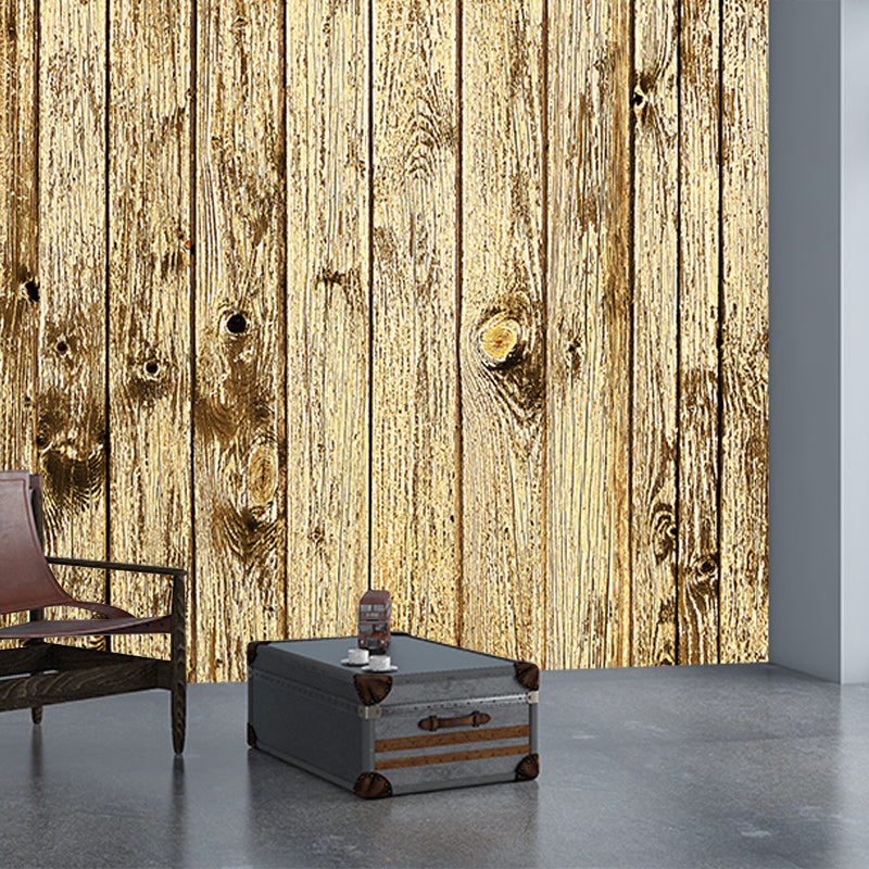 Wood Texture Wall Mural Industrial Style Mildew Resistant for Living Room