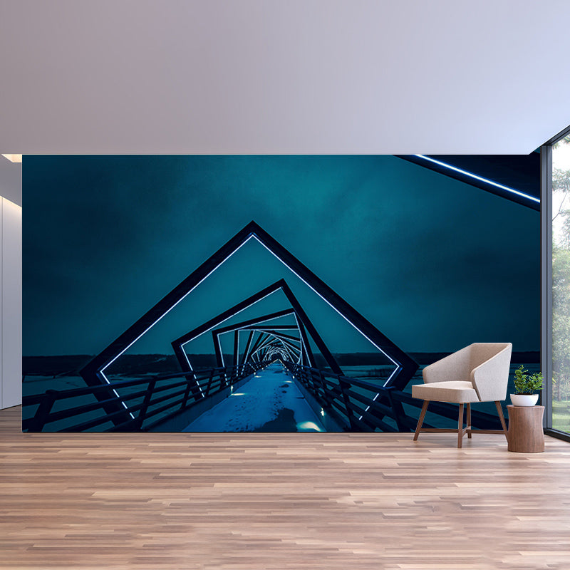 Space Extension Modern Wall Mural Mildew Resistant for Sitting Room