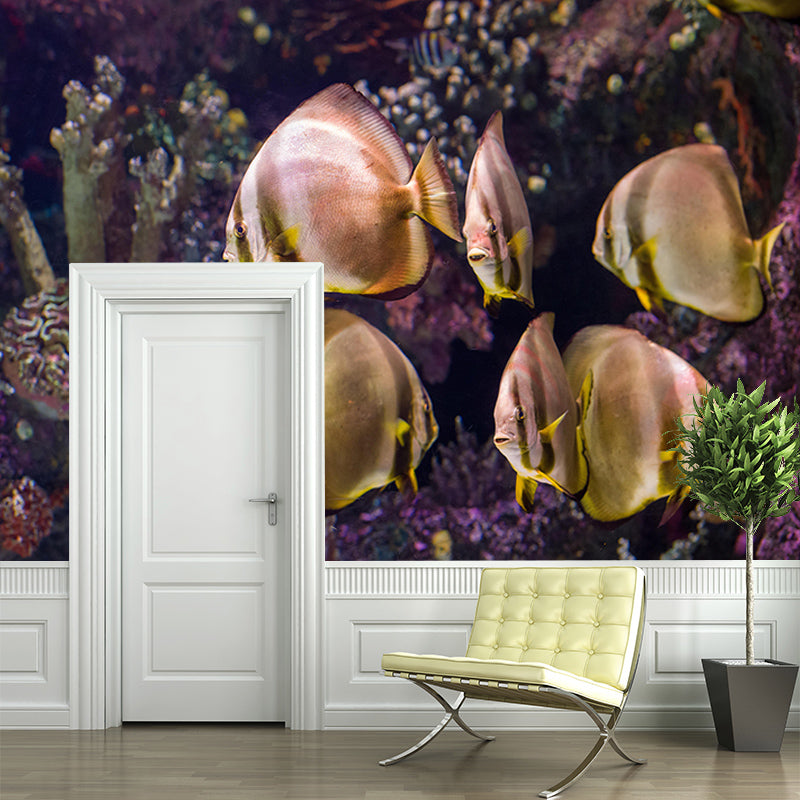 Vivid Fish Seabed Wall Mural Modern Style Mildew Resistant for Sleeping Room