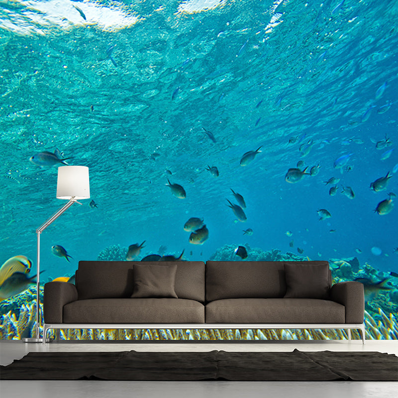 Vivid Seabed Wall Mural Modern Style Mildew Resistant for Bathroom