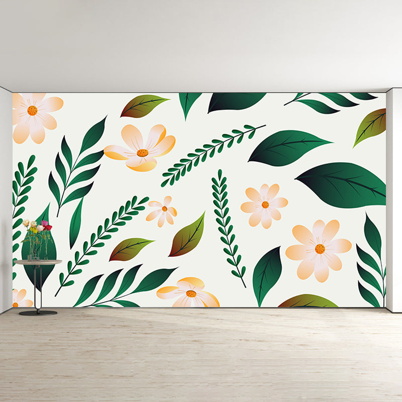 Environment Friendly Murals Wallpaper Tropical Style Leaves Murals for Home Decor