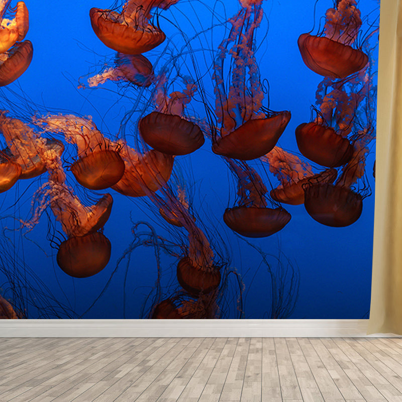 Sea Fish Mural Wallpaper Tropical Beach Style Mural for Bathroom