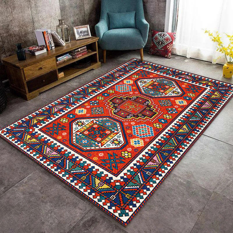 Beige Traditional Rug Polyester Graphic Rug Non-Slip Backing Rug for Living Room