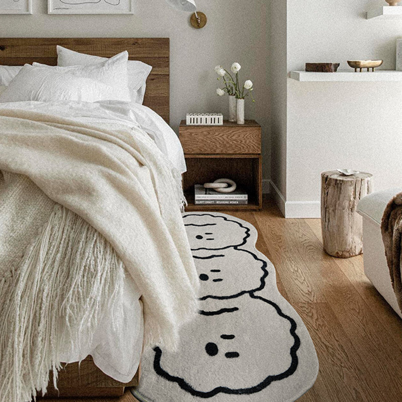 Weißer lässiger Teppich Polyester Hund Teppich Waschbarer Teppich für Wohnkultur