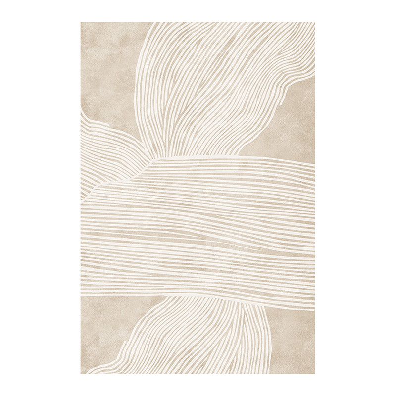 Tapis de ligne irrégulière brun clair polyester tapis lavable simple pour salle de gamme