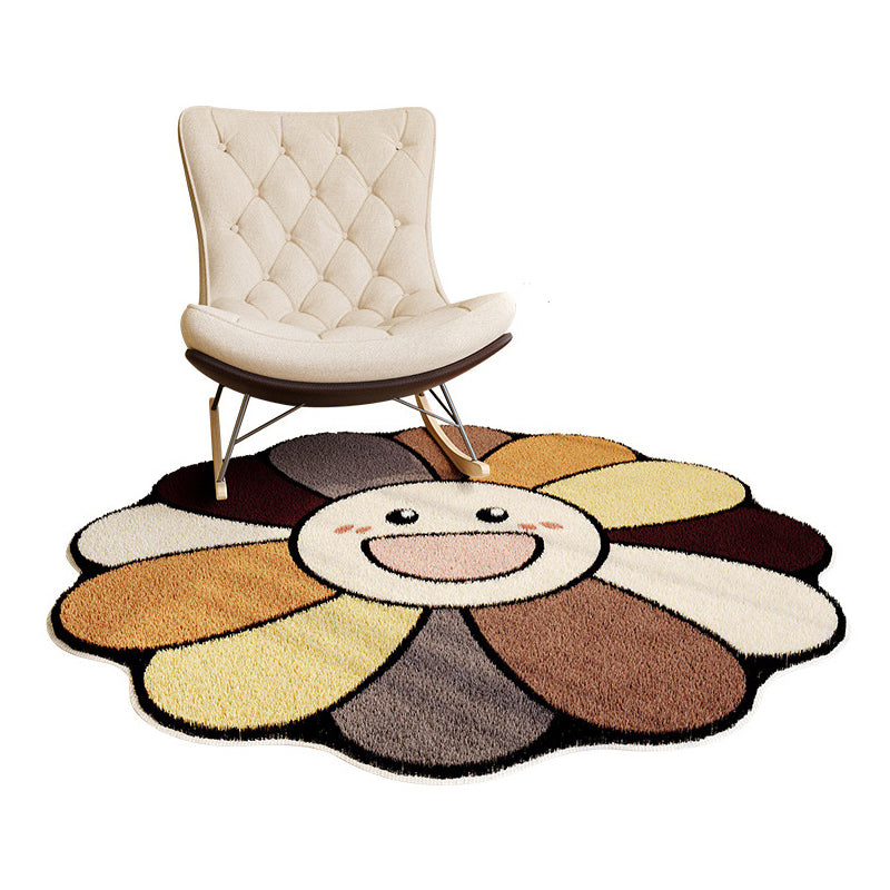 Brown Casual Carpet Polyester Irregular Pattern Carpet Washable Carpet for Living Room