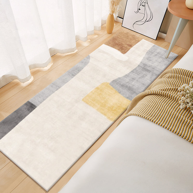 Tapis contemporain marron Mélange de couleur Pièce de couleur Tapis lavable pour le salon