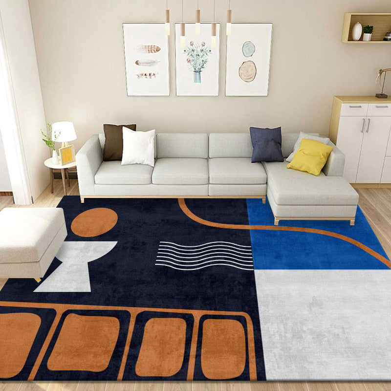 Tapis d'orange Nordic Polyester Color Block Tapis résistant aux taches pour la décoration intérieure