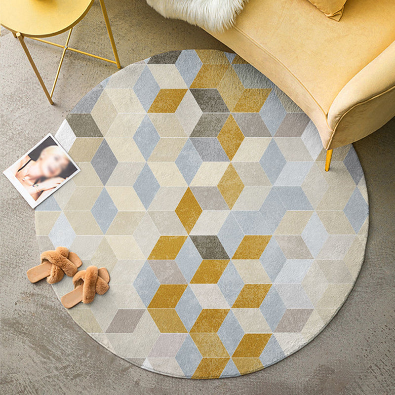 Tapis de géométrie en polyester brun pour tapis Tapis résistant aux taches pour la salle