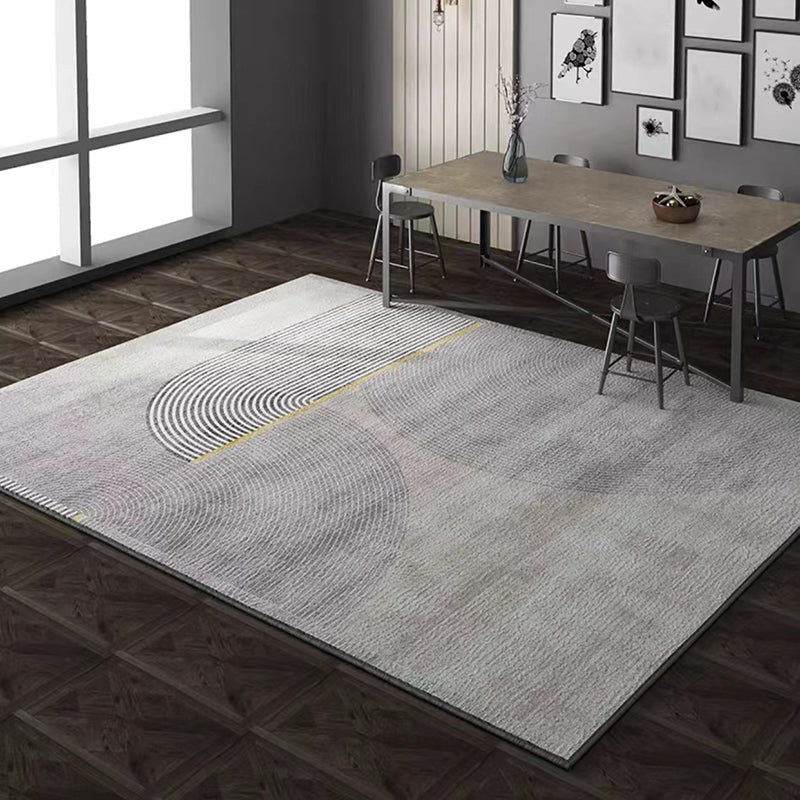 Pewter Modern Carpet Polyester Graphic Carpet Stain Resistant Carpet for Living Room