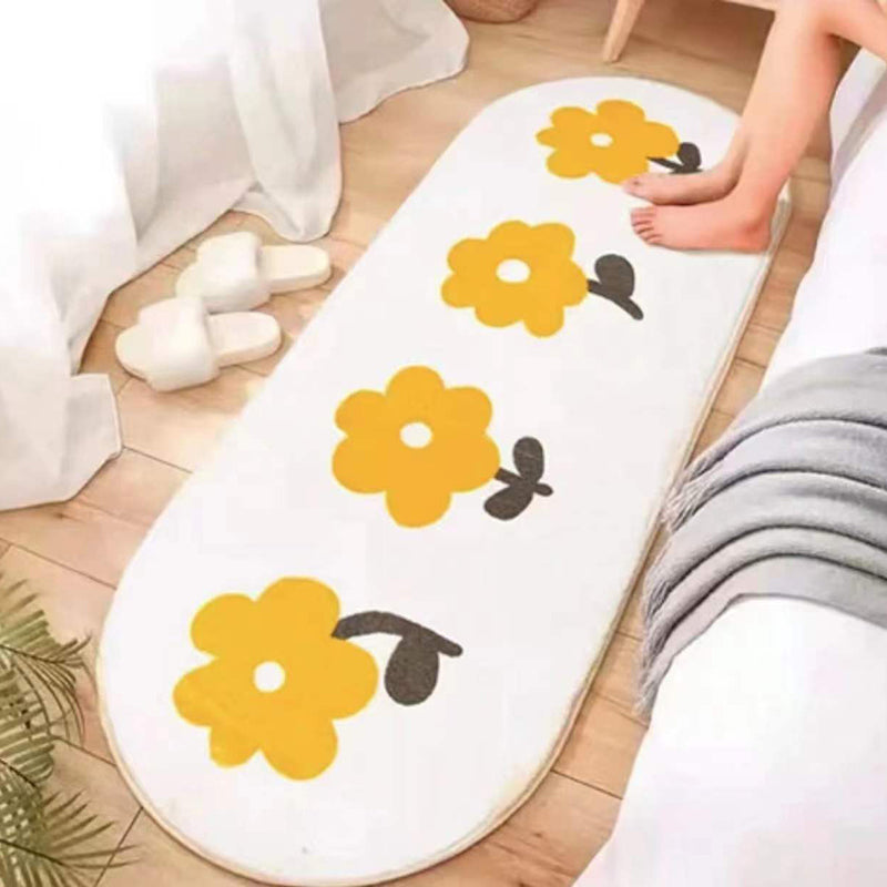 Beige Simple Rug Polyester Tulip Indoor Rug Non-Slip Backing Rug for Home Decor