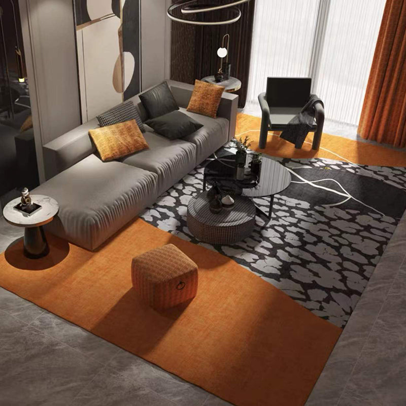Dark Gray Simple Rug Polyester Moon Area Rug Non-Slip Backing Rug for Home Decor